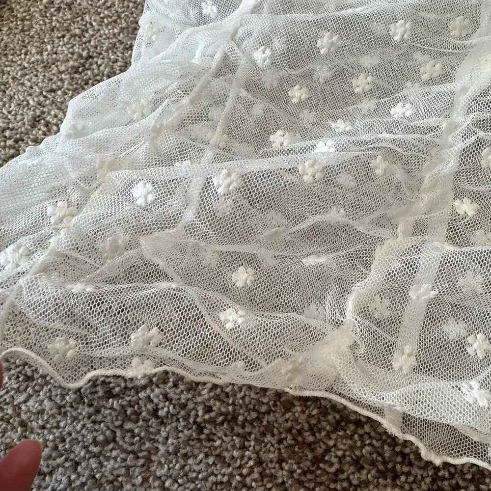 Free People Most Likely Layering Top NWT Size Small Daisy Mesh Sheer Long Sleeve